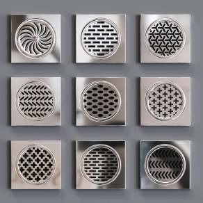 现代不锈钢地漏组合3D模型下载